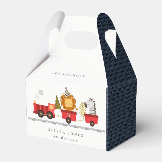 Caja Para Regalos Cute Red Woodland Animales Entrenan A Cualquier Ed (Front Side)