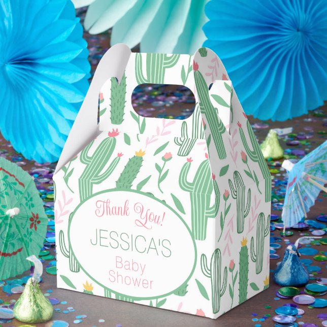 Caja Para Regalos Cute Retro Cactus Suculento Baby Shower Floral (Fiesta)