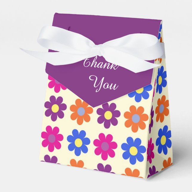 Caja Para Regalos Cute Retro Penny Flower Pattern Thank You (Front Side)