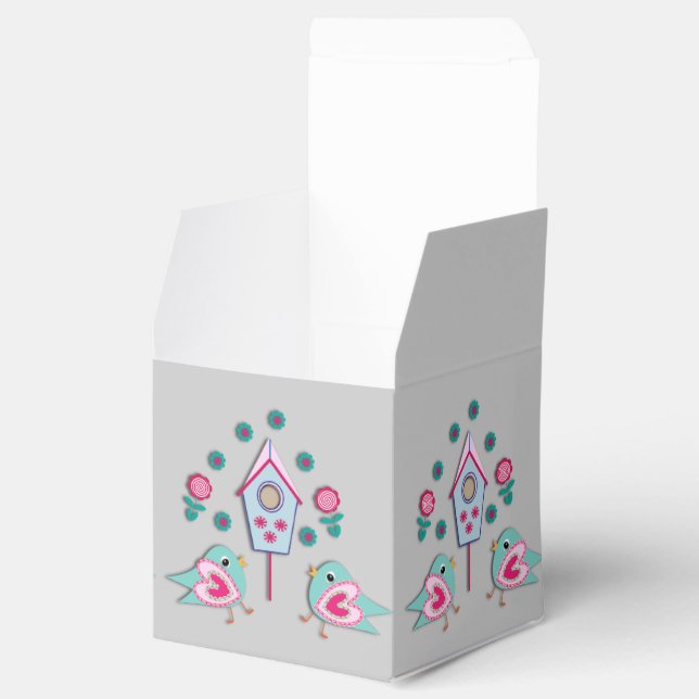 Caja Para Regalos Cute rosa Azul Shabby Aves chic y Casa de Aves (Abierto)