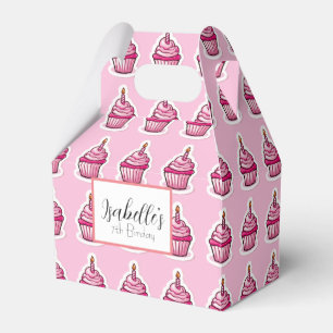 Caja Para Regalos Cute Rosa Cupcake Tema Cumpleaños Chica Favor Box