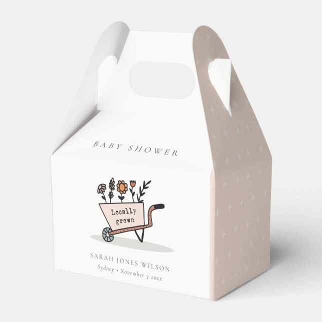 Caja Para Regalos Cute Rubor Floral Cart Baby Shower de crecimiento  (Front Side)