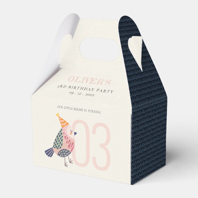 Caja Para Regalos Cute Rubor Pink Blue Birdie Cualquier cumpleaños d (Front Side)