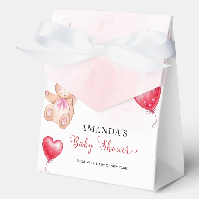 Caja Para Regalos Cute Rustic Teddy Bear Heart Balloon Baby Shower (Anverso)