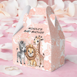 Caja Para Regalos Cute Safari Animals Pink Florals Girl Baby Shower