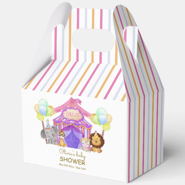 Caja Para Regalos Cute Safari Circus Carnio Globo Baby Shower (Reverso )