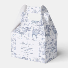 Caja Para Regalos Cute Safari Toile de Jouy | Baby Shower Favor Azul