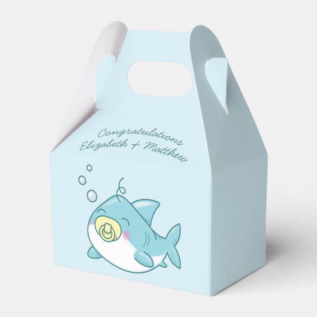 Caja Para Regalos Cute Shark Baby Shower Kawaii (Front Side)