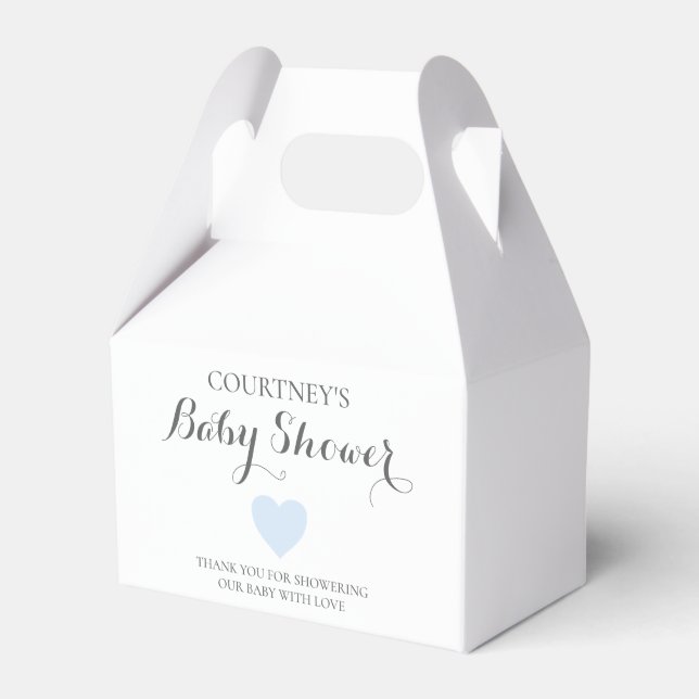 Caja Para Regalos Cute Simple Heart Boy Blue Baby Shower (Front Side)