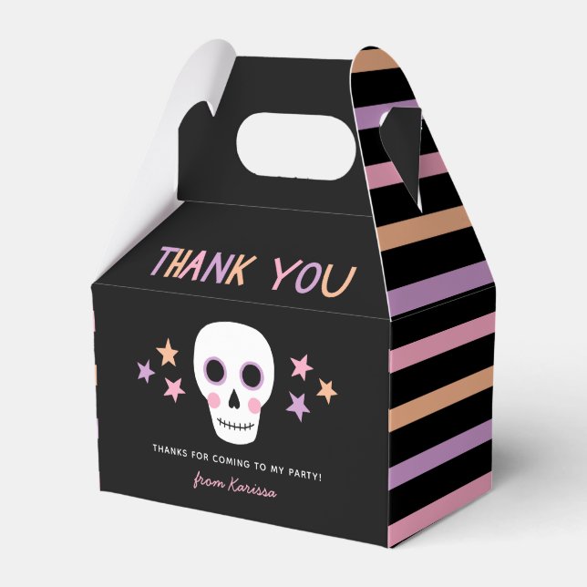 Caja Para Regalos Cute Skull Pastel Stripes Halloween Nacimiento (Front Side)