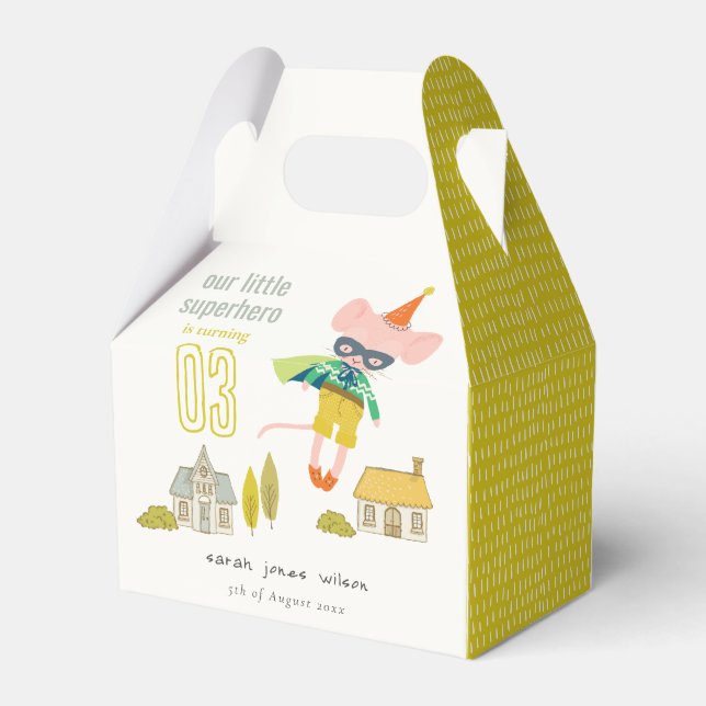 Caja Para Regalos Cute Superhéroe Mouse Fun Kids Foto Cumpleaños (Reverso)