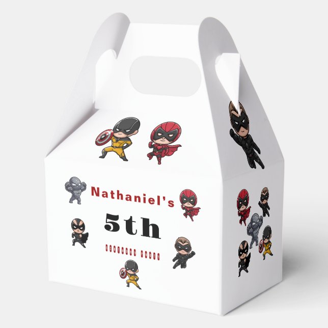 Caja Para Regalos Cute superhéroe para el rescate Cumpleaños (Anverso)