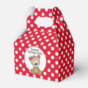 Caja Para Regalos Cute Teddy Bear Polka Dots Cumpleaños