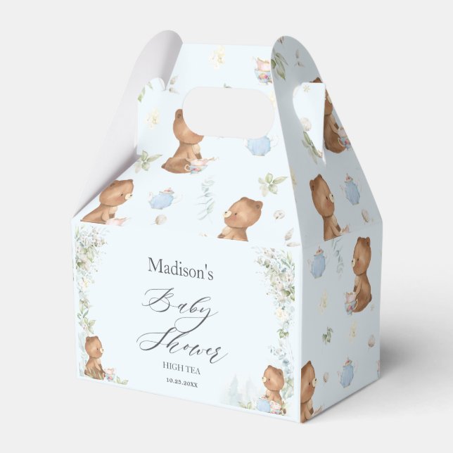 Caja Para Regalos Cute Teddy Bears Twins Baby Shower High Tea Fiesta (Front Side)