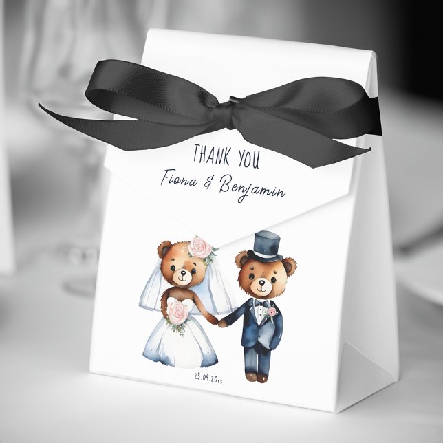 Caja Para Regalos Cute teddy osos novia pareja boda gracias (Cute teddy bears bridal couple wedding thank you favor box)