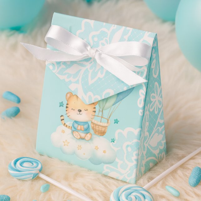Caja Para Regalos Cute Tiger Hot Air Balloon thank you Favor Box (Subido por el creador)