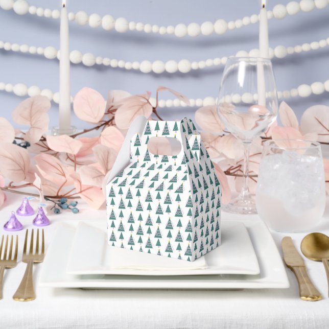 Caja Para Regalos Cute Trees Doodles Pink Green (Boda)