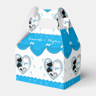 Caja Para Regalos Cute Turquesa Cat Novia & Groom Wedding Favor Box