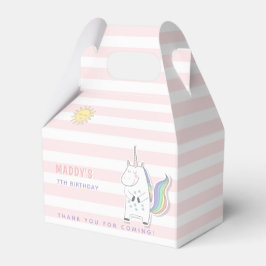 Caja Para Regalos Cute Unicornio - Cumpleaños de niños con rayas ros