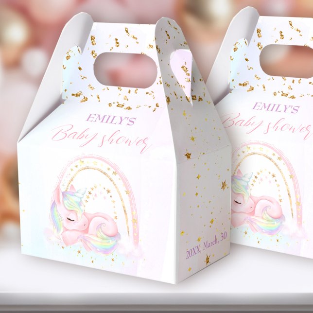 Caja Para Regalos Cute unicornio Rainbow Baby Shower Favbox (You can choose from 3 sizes of these gable favor boxes simply by clicking on the STYLE dropbox.)