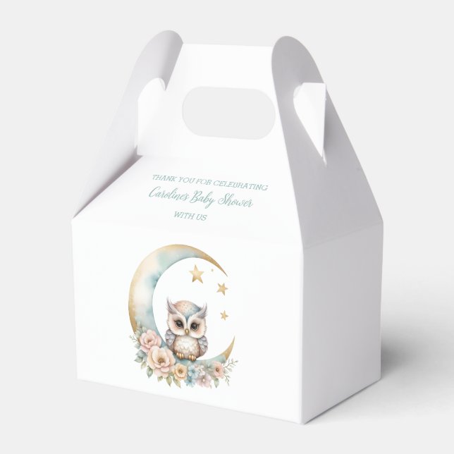 Caja Para Regalos Cute Watercolor Owl Baby Shower (Front Side)