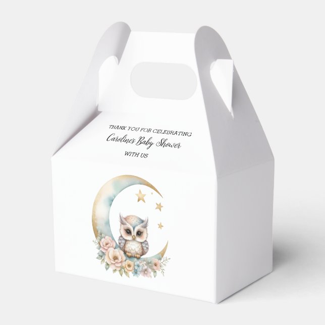 Caja Para Regalos Cute Watercolor Owl Baby Shower (Front Side)