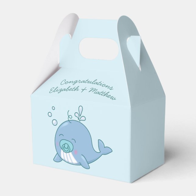 Caja Para Regalos Cute Whale Baby Shower Kawaii Boy Blue (Front Side)