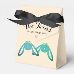 Caja Para Regalos Cute Whimsical Yellow Twin Bunnies Baby Shower