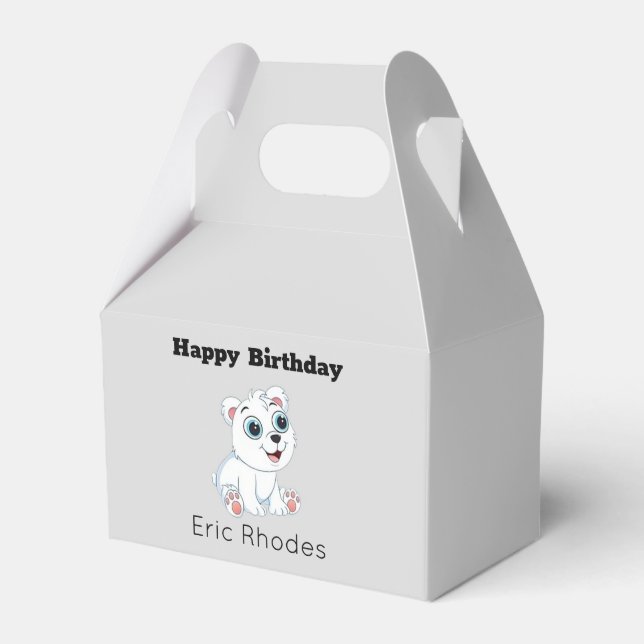 Caja Para Regalos Cute white polar bear on gray birthday (Front Side)