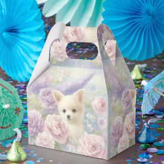 Caja Para Regalos cute white puppy with flowers