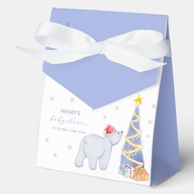 Caja Para Regalos Cute Winter Santa Polar Bear Baby Shower  (Anverso)