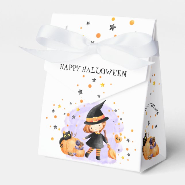 Caja Para Regalos Cute Witch Kids Halloween Tent Favor Box (Front Side)