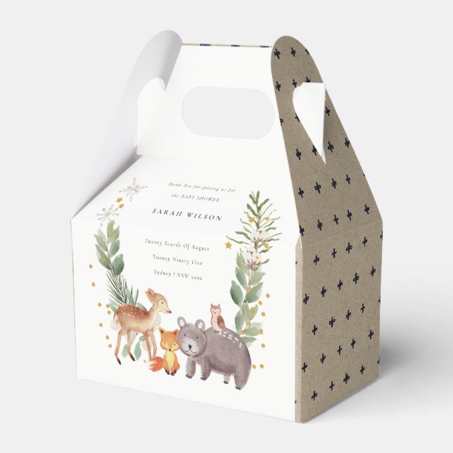 Caja Para Regalos Cute Woodland Animal Leafy Wreath Baby Shower (Front Side)