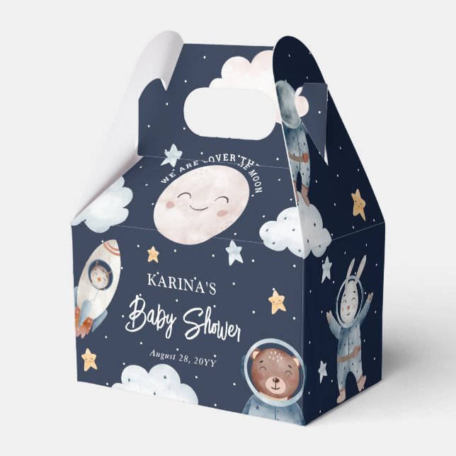 Caja Para Regalos Cute Woodland Animal Space Baby Shower (Front Side)