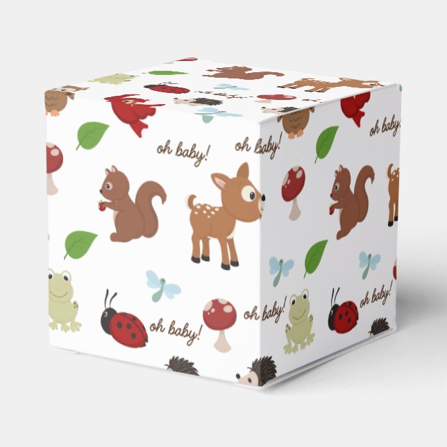 Caja Para Regalos Cute Woodland Animals Baby Shower (Reverso Costado)