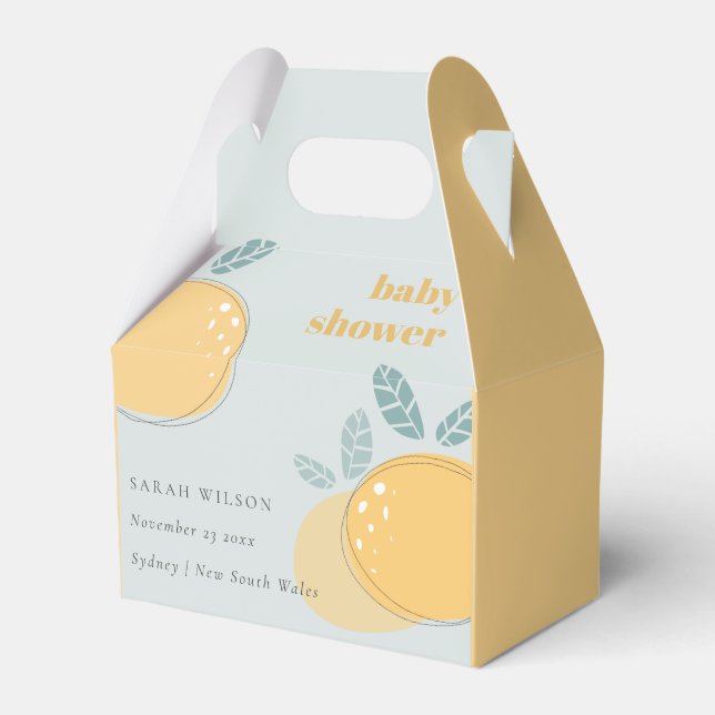 Caja Para Regalos Cuto Dusky Blue Lemon Fruity Bold Baby Shower (Front Side)