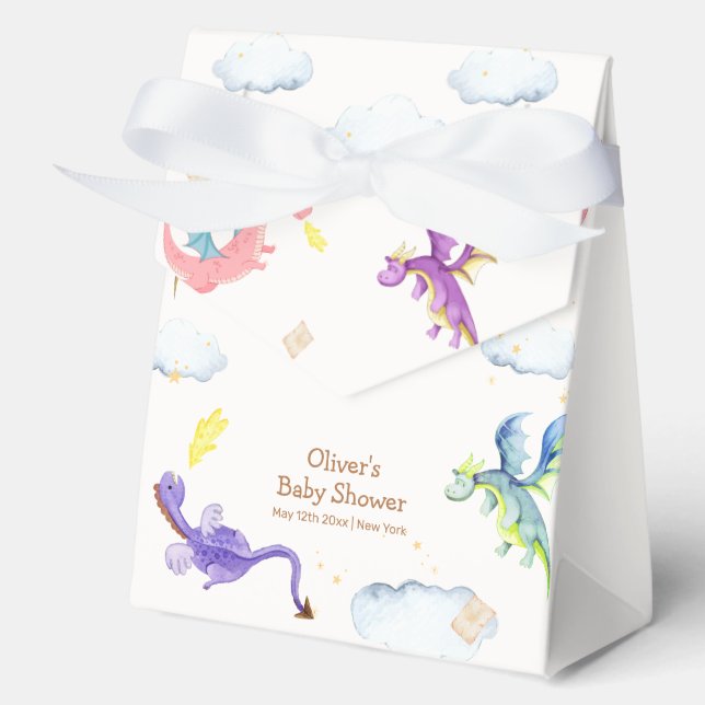 Caja Para Regalos Cuto Fairytale Magic Dragon Baby Shower (Anverso)