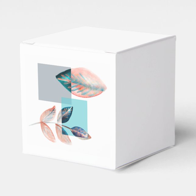 Caja Para Regalos Cyan Red Leaf (Costado Anverso)