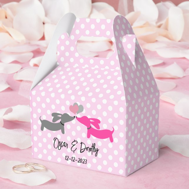 Caja Para Regalos Dachshund Love Boda Kiss Personaliza (Boda)