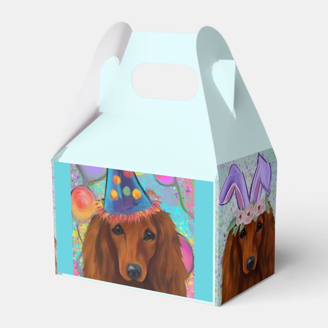 CAJA PARA REGALOS DACHSHUND ROJO              (Front Side)