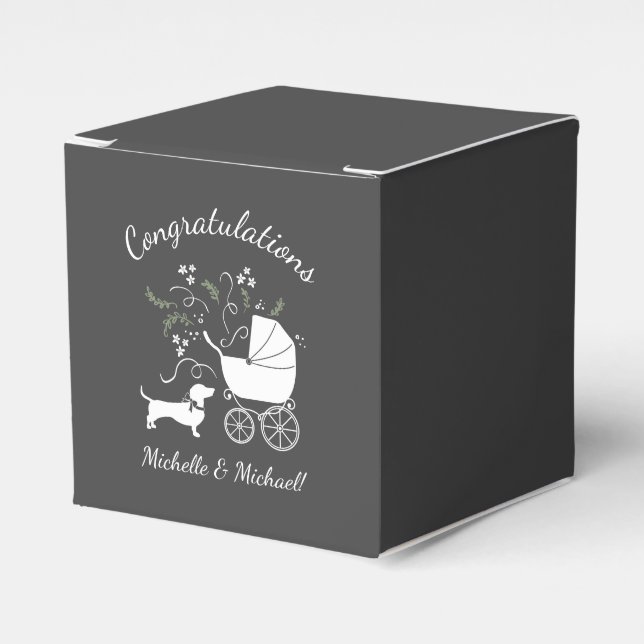 Caja Para Regalos Dachshund Weiner Perro Baby Shower Sexo Neutral (Costado Anverso)