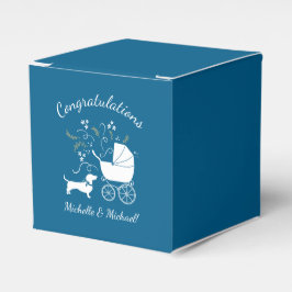 Caja Para Regalos Dachshund Wiener Dog Baby Shower Blue Boy