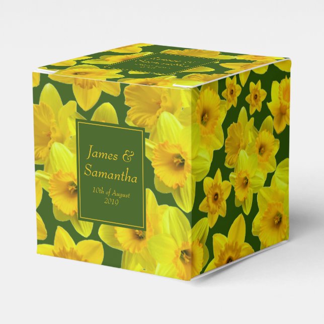 Caja Para Regalos Daffodil de primavera amarilla - Boda (Costado Anverso)