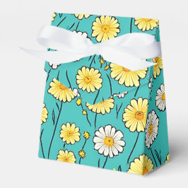 Caja Para Regalos Daisies amarillos y blancos sobre azul