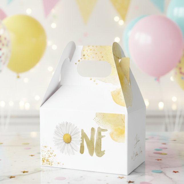 Caja Para Regalos Daisy acuarela primer cumpleaños (Subido por el creador)