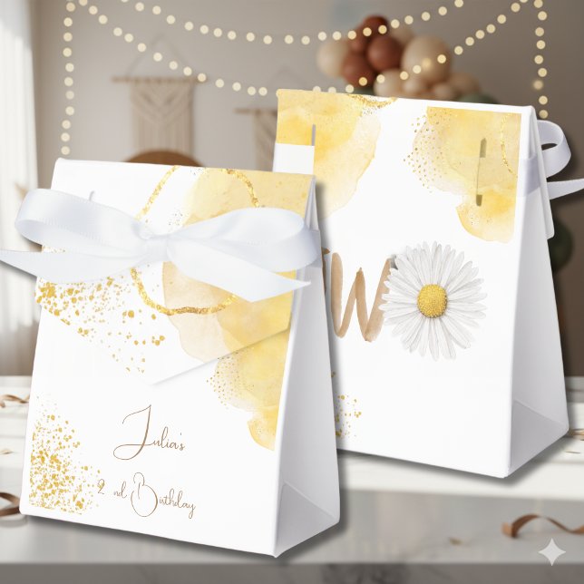 Caja Para Regalos Daisy acuarela segundo cumpleaños (Subido por el creador)