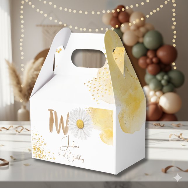 Caja Para Regalos Daisy acuarela segundo cumpleaños (Subido por el creador)
