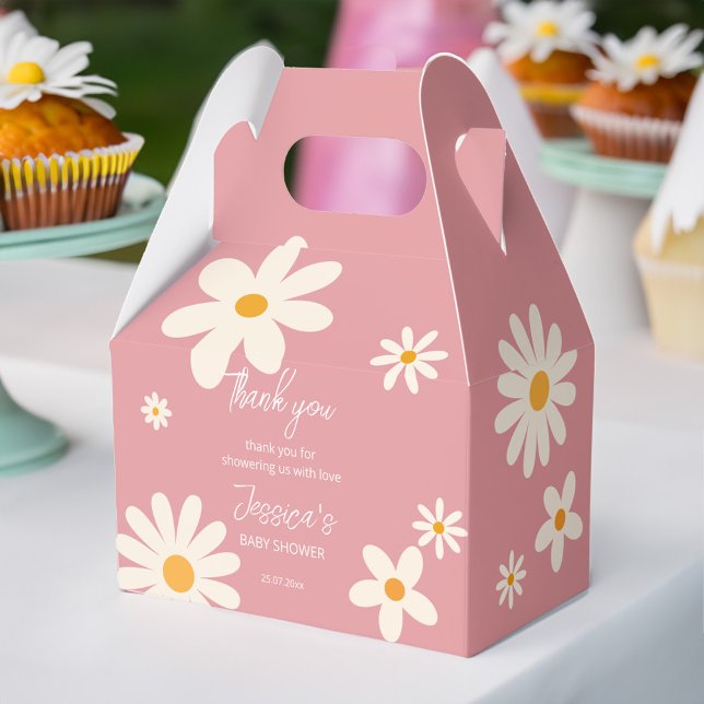 Caja Para Regalos Daisy retro rosado desierto bebé ducha boho (Daisy retro pink desert baby shower boho favor box baby shower favors personalized favor box)