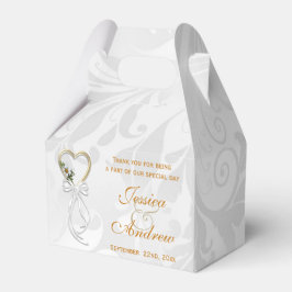 Caja Para Regalos Daisy Romántica, Corazón de Oro y Cinta Blanca