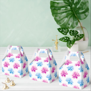 Caja Para Regalos Dalia rosa, Dalia azul, patrón floral, flores